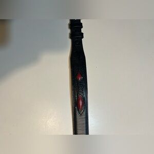 Justin women’s belt black red embellishments USA made